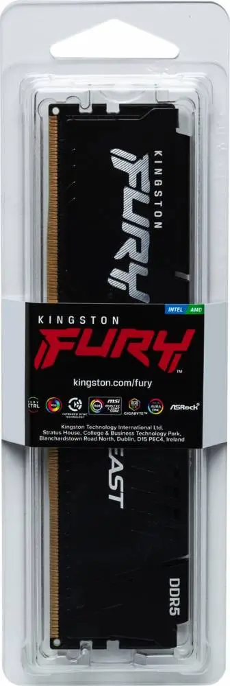 Памет Kingston FURY Beast Black 16GB (1x16GB) DDR5 6000MHz CL36 EXPO - KF560C36BBE2-16