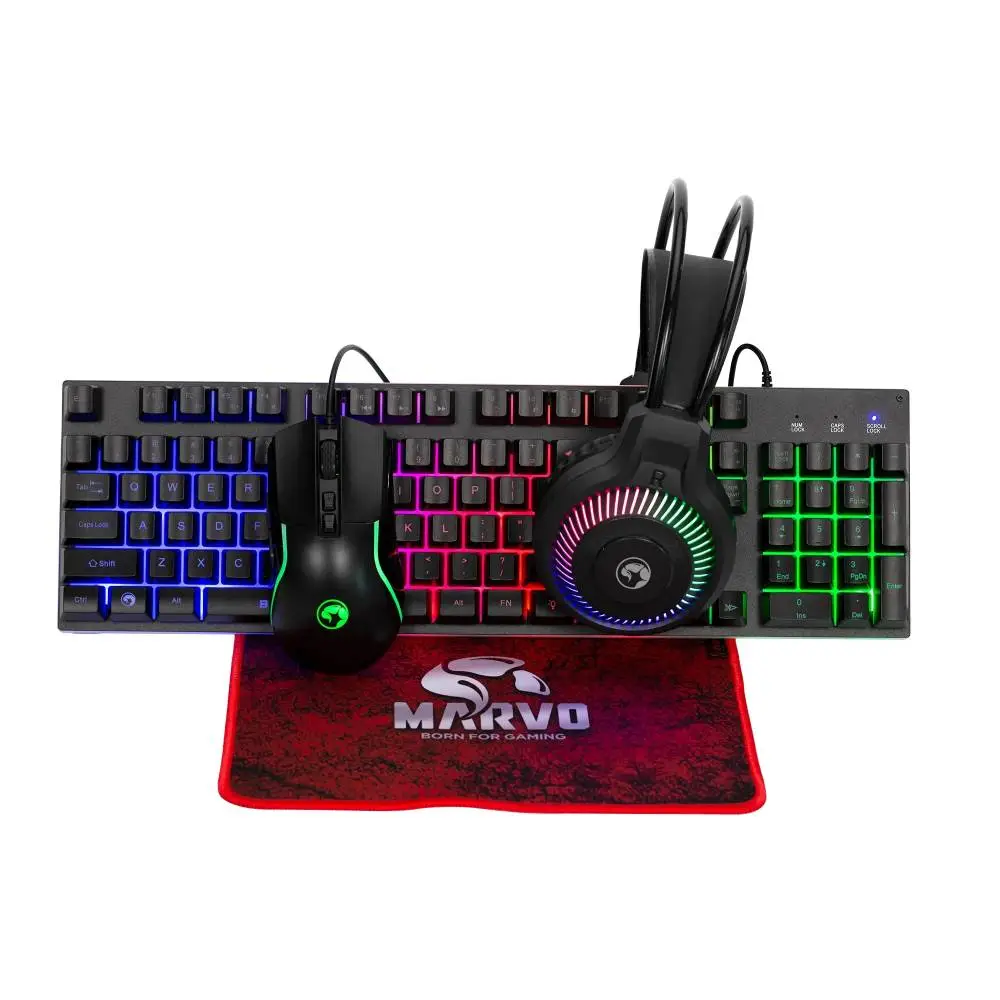 Marvo Геймерський комплект Gaming COMBO Loot 40 CM416 4-in-1 - Клавіатура, Навушники, Миша, Килимок для миші - MARVO-CM416