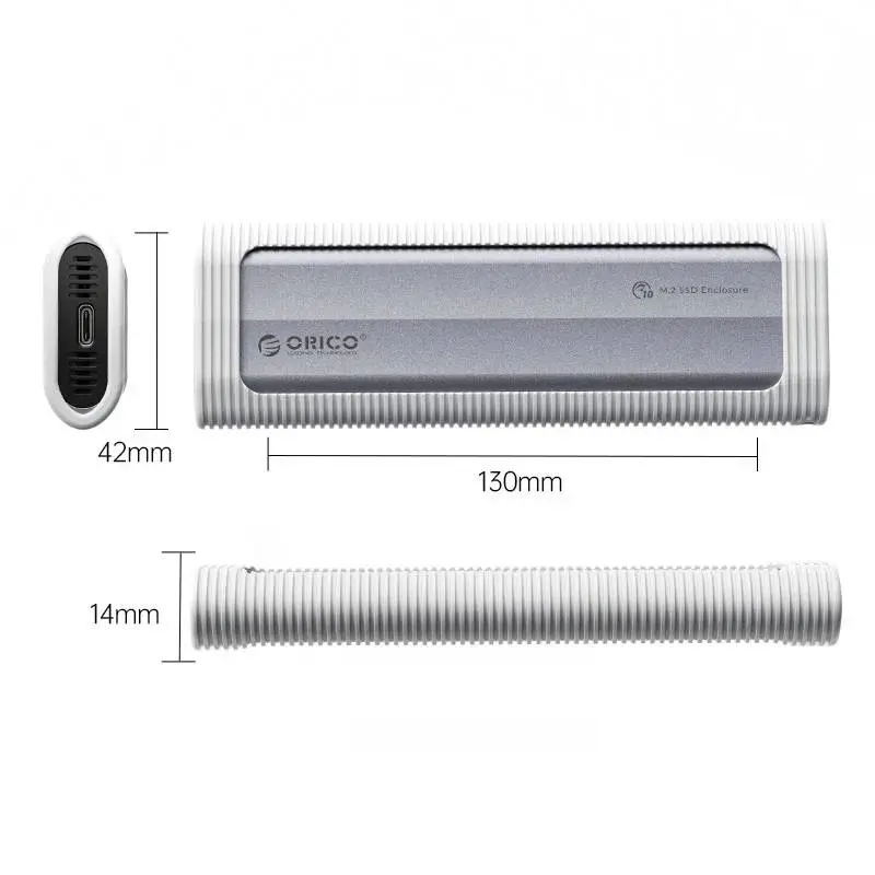 Caja externa Orico para disco Storage - Case - M.2 NVMe M-key 10 Gbps, Funda Protectora de Silicona - AXM2-G2-GY-BP