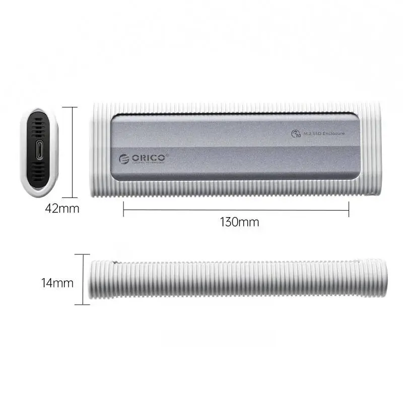 Apacer външна кутия за диск Storage - Case - M.2 NVMe M-key 10 Gbps, Silicone Protective Case, USB-C/A - AXM2-G2-V1-GY