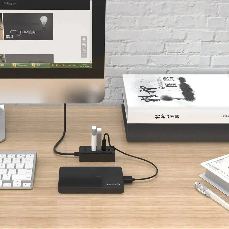 Hub Orico USB2.0 HUB 4 puertos - entrada USB/Micro USB, Negro - W5P-U2-100-BK-EP