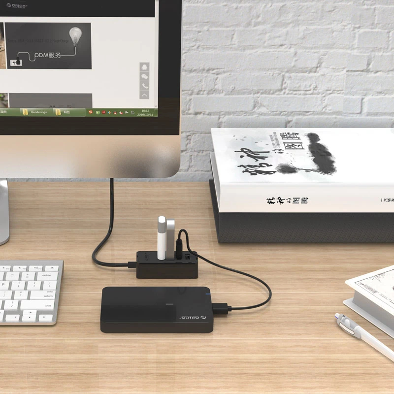 Hub Orico USB2.0 HUB 4 puertos - entrada USB/Micro USB, Negro - W5P-U2-100-BK-EP