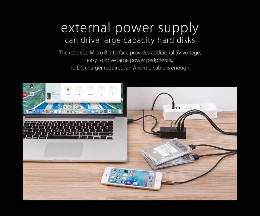 Hub Orico USB2.0 HUB 4 puertos - entrada USB/Micro USB, Negro - W5P-U2-100-BK-EP