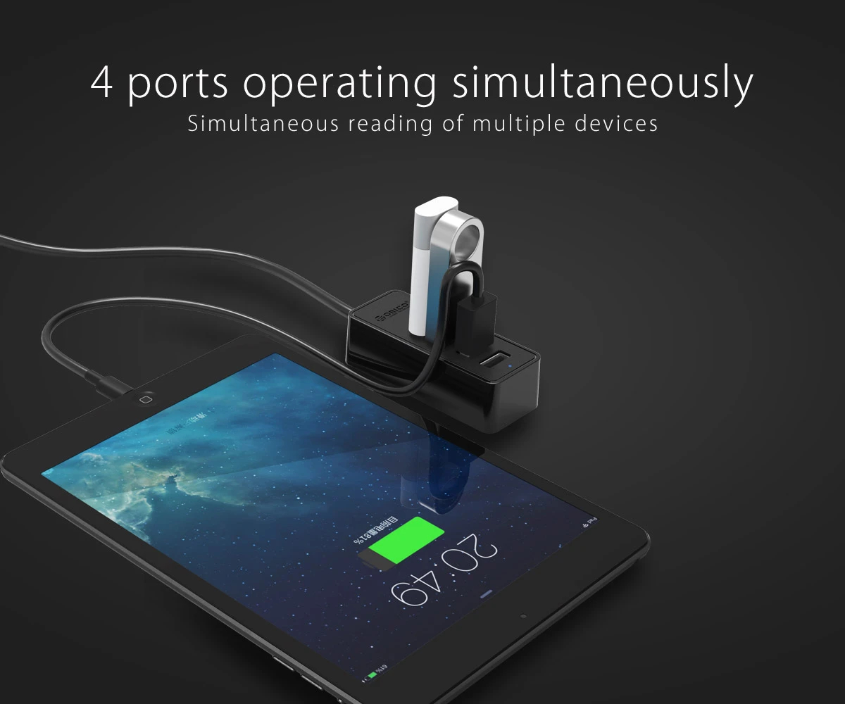 Hub Orico USB2.0 HUB 4 puertos - entrada USB/Micro USB, Negro - W5P-U2-100-BK-EP