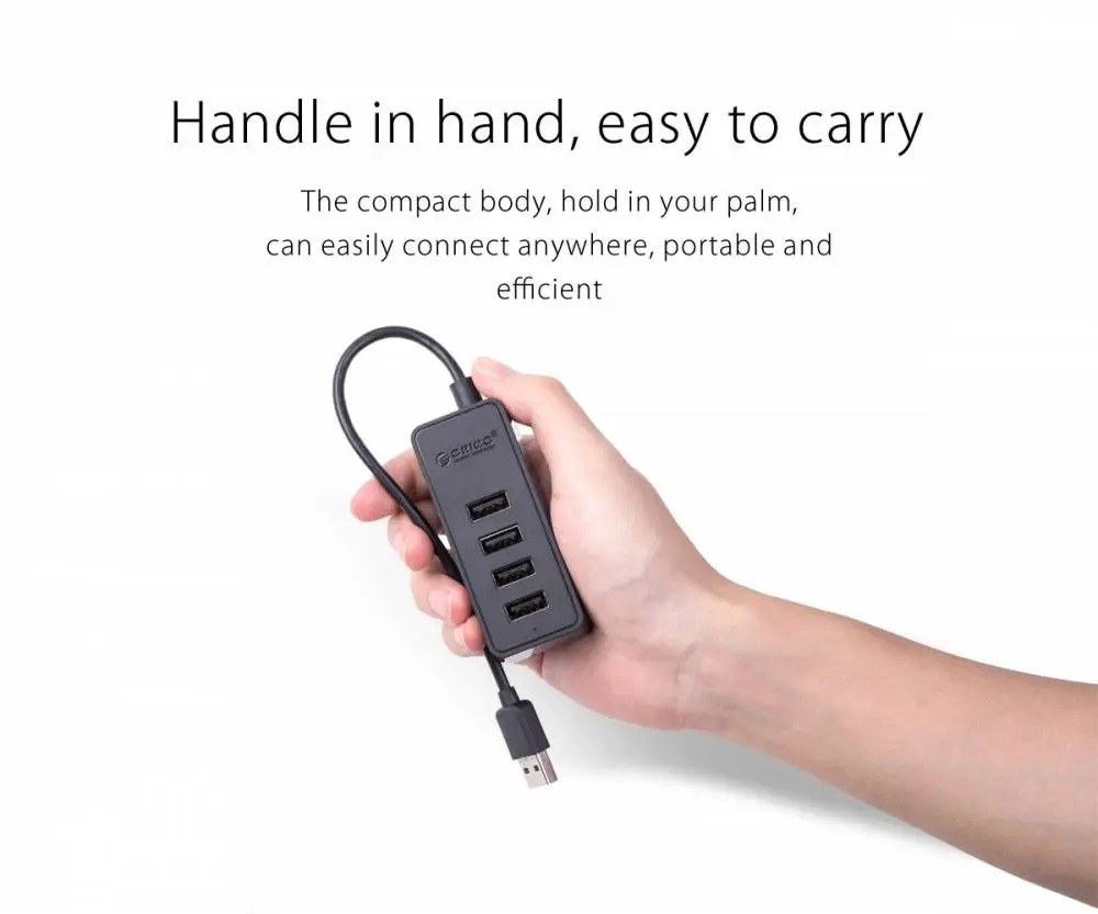 Hub Orico USB2.0 HUB 4 puertos - entrada USB/Micro USB, Negro - W5P-U2-100-BK-EP