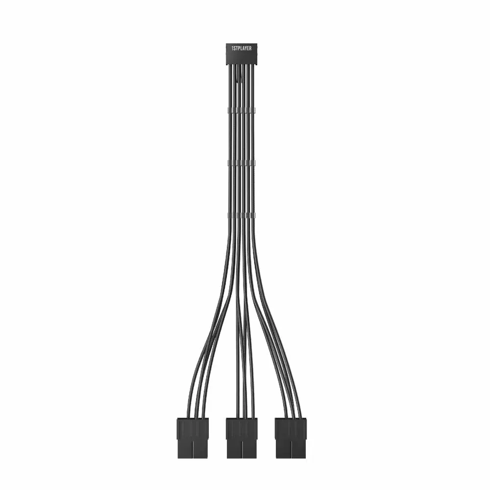 Кабел 1stPlayer Custom Sleeved Modding Cable Black - 3 x PCIe 8-pin to 12VHPWR - FM3-B-BK