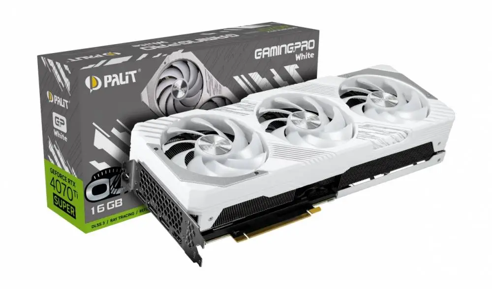 Видео карта Palit GeForce RTX 4070 Ti SUPER GamingPro White OC 16GB GDDR6X - NED47TST19T2-1043W