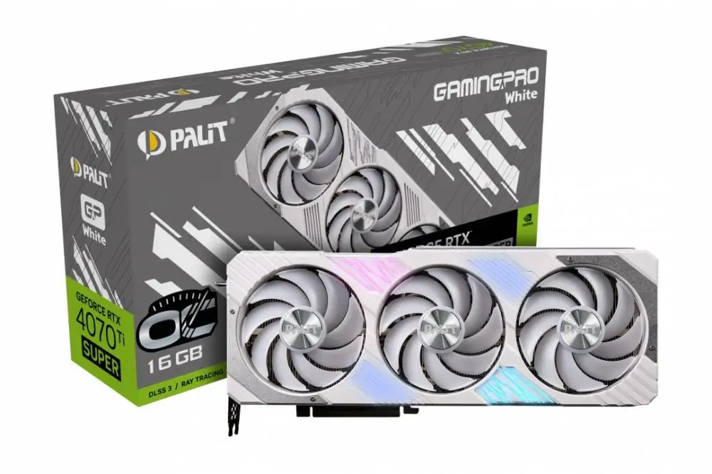 Видео карта Palit GeForce RTX 4070 Ti SUPER GamingPro White OC 16GB GDDR6X - NED47TST19T2-1043W