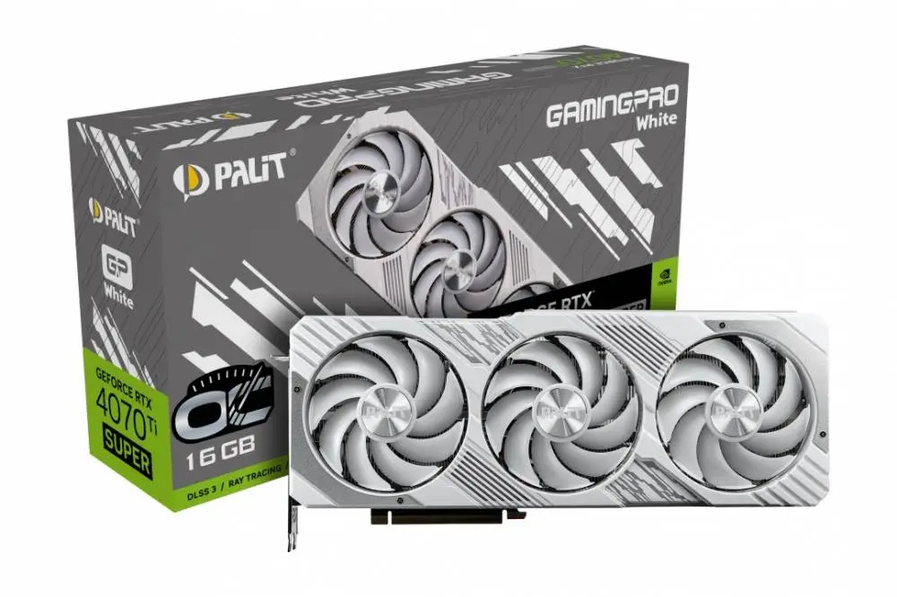 Видео карта Palit GeForce RTX 4070 Ti SUPER GamingPro White OC 16GB GDDR6X - NED47TST19T2-1043W