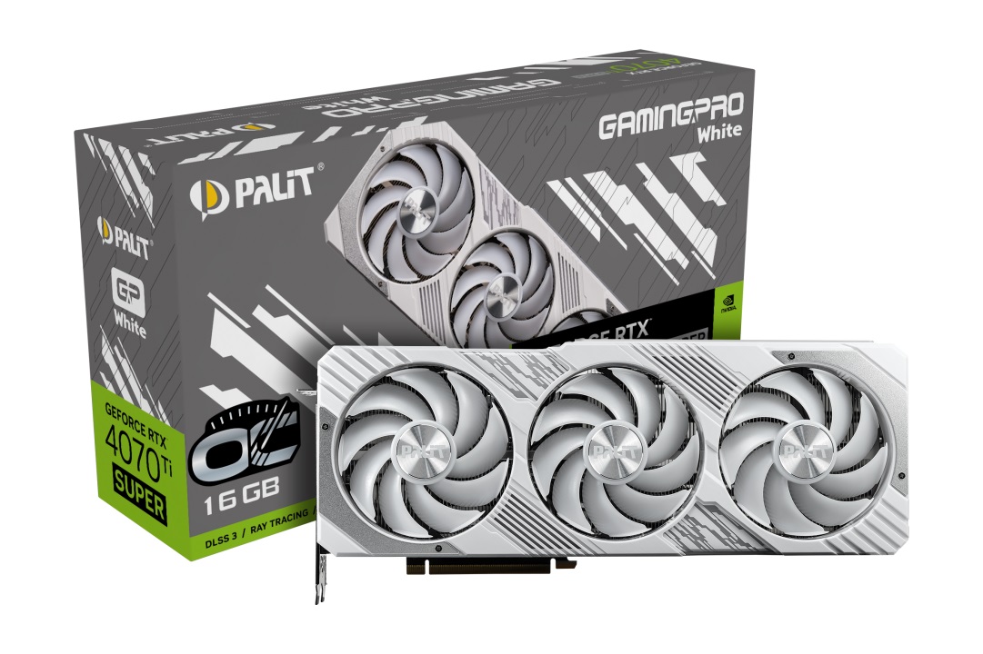 Видео карта Palit GeForce RTX 4070 Ti SUPER GamingPro White OC 16GB GDDR6X - NED47TST19T2-1043W