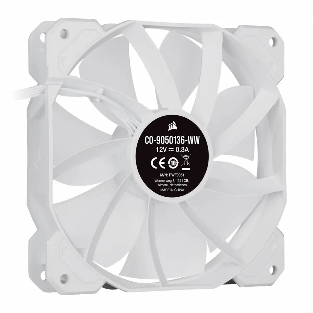 Вентилатори Corsair iCUE SP120 RGB ELITE Performance 120mm White PWM Triple Pack with Lighting Node CORE - CO-9050137-WW