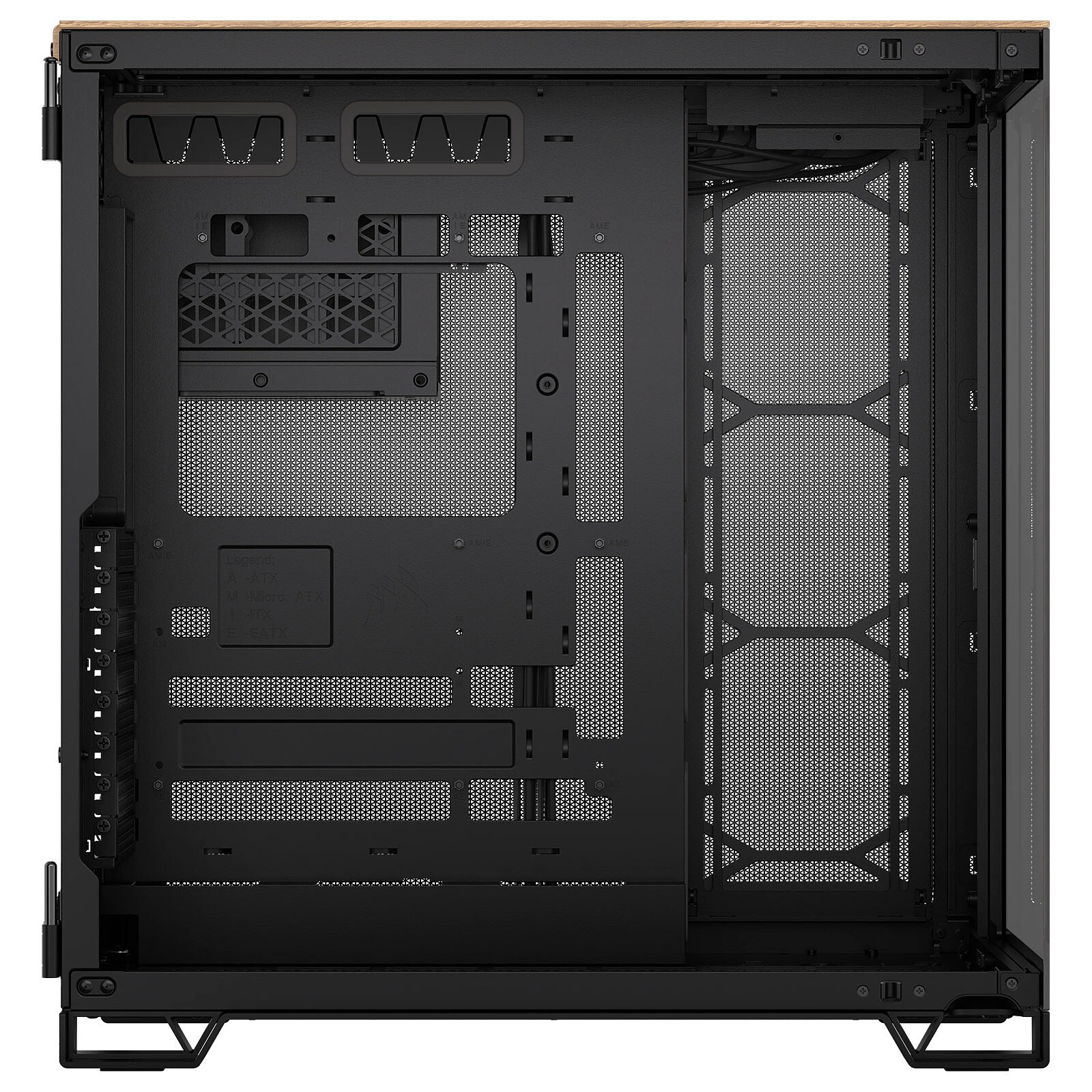 Кутия Corsair 6500X Mid-Tower Dual Chamber PC Case Black/Walnut Wood - CC-9011282-WW