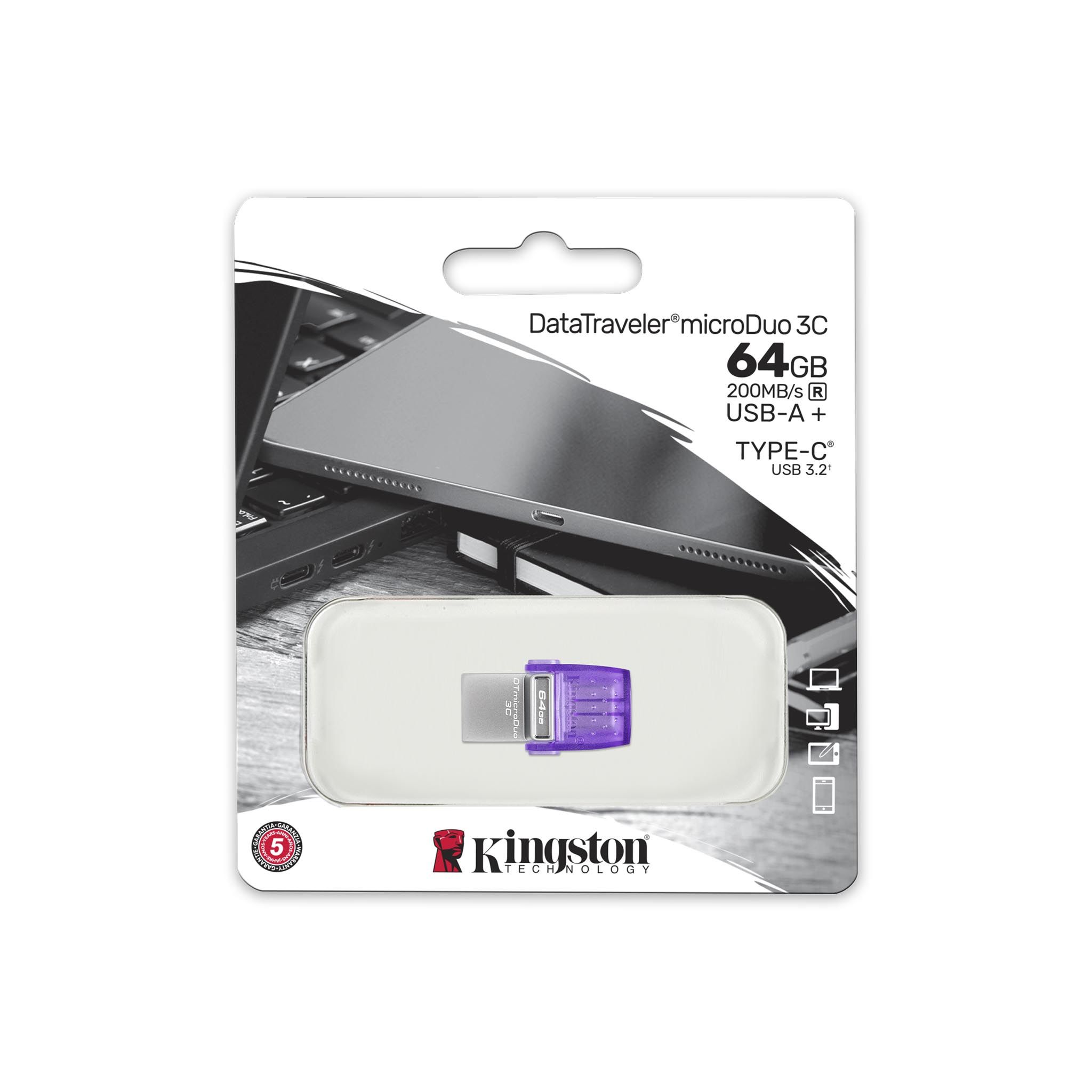 USB памет Kingston DataTraveler microDuo 3C USB 256GB Dual interface USB Type-C and Type-A - DTDUO3CG3/256GB