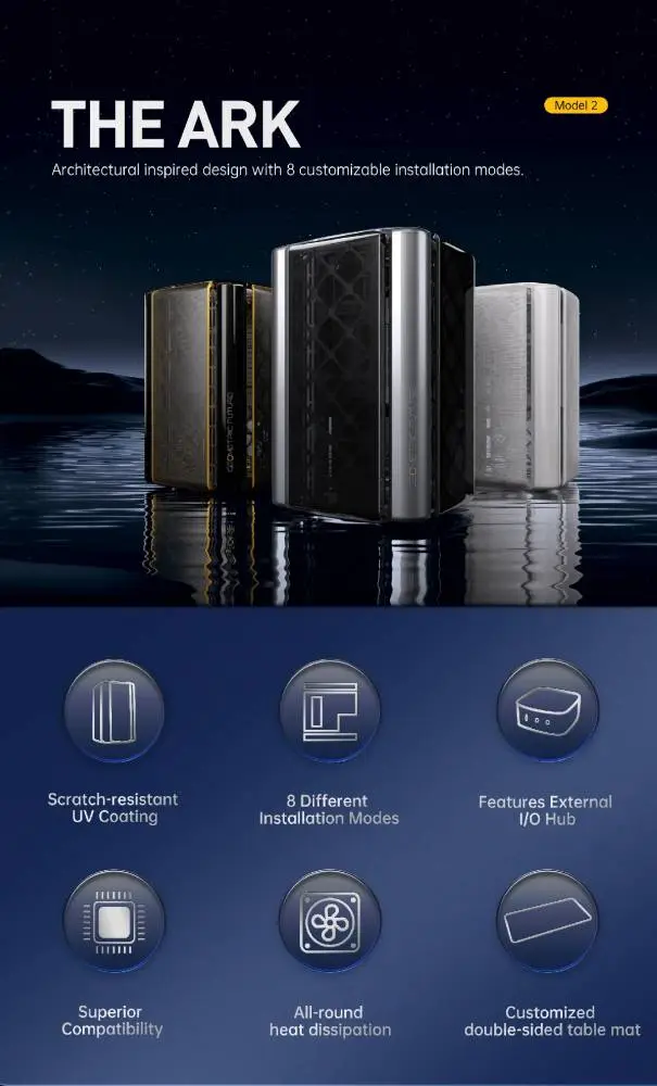 Кутия Geometric Future Model 2 THE ARK Mesh Black Case mATX