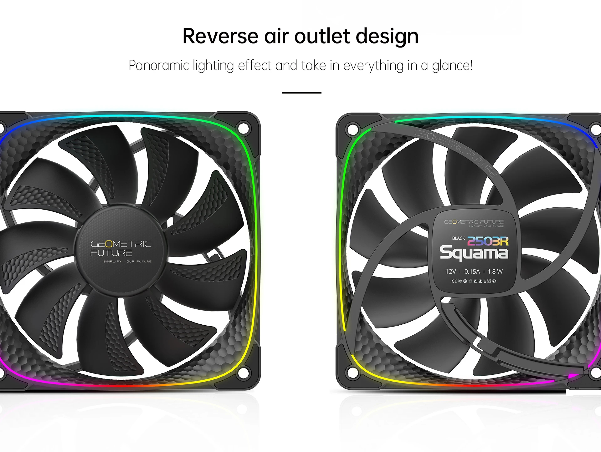 Вентилатор Geometric Future Squama 2503R REVERSE Fan 120mm ARGB White - 1F2503R112011