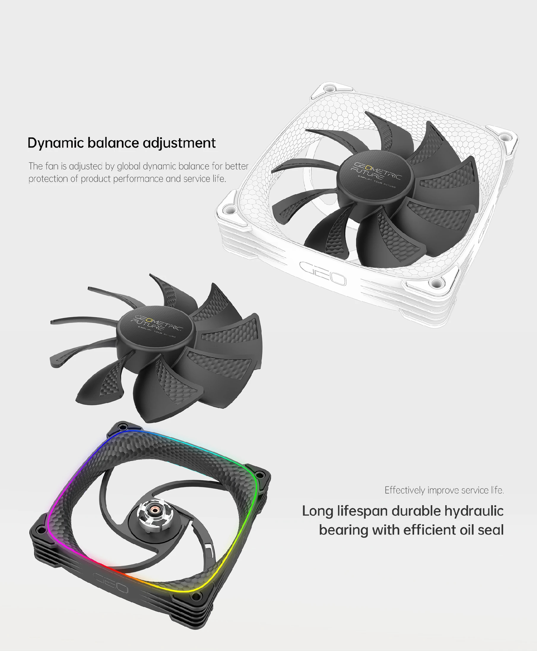 Вентилатор Geometric Future Squama 2503R REVERSE Fan 120mm ARGB White - 1F2503R112011