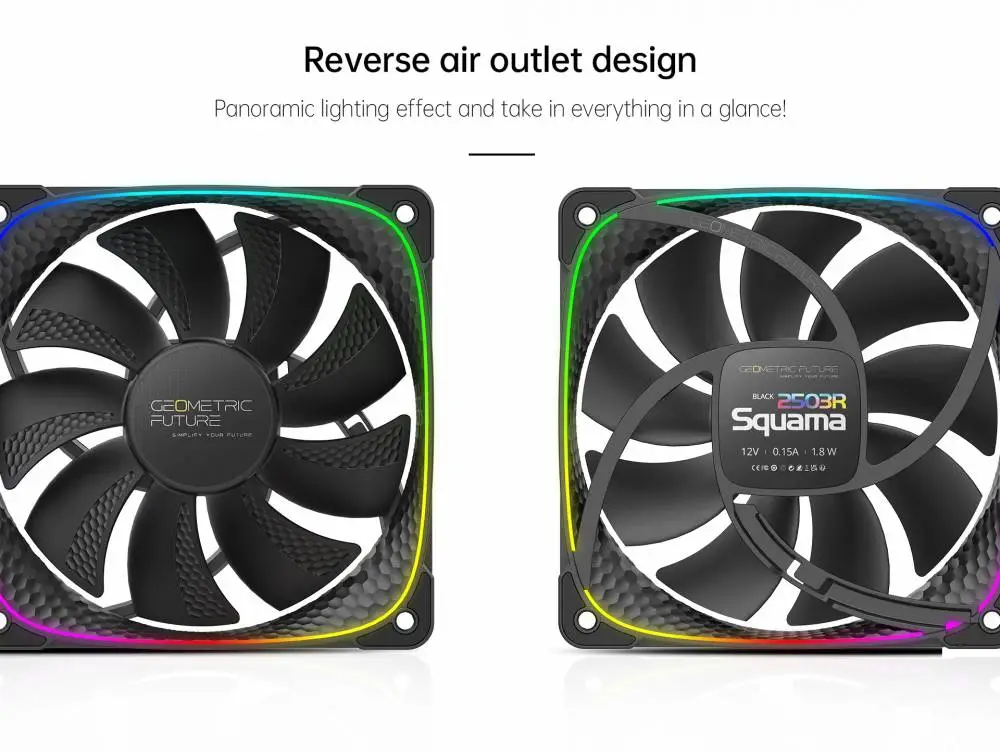 Вентилатор Geometric Future Squama 2503R REVERSE Fan 120mm ARGB Black - 1F2503R112001