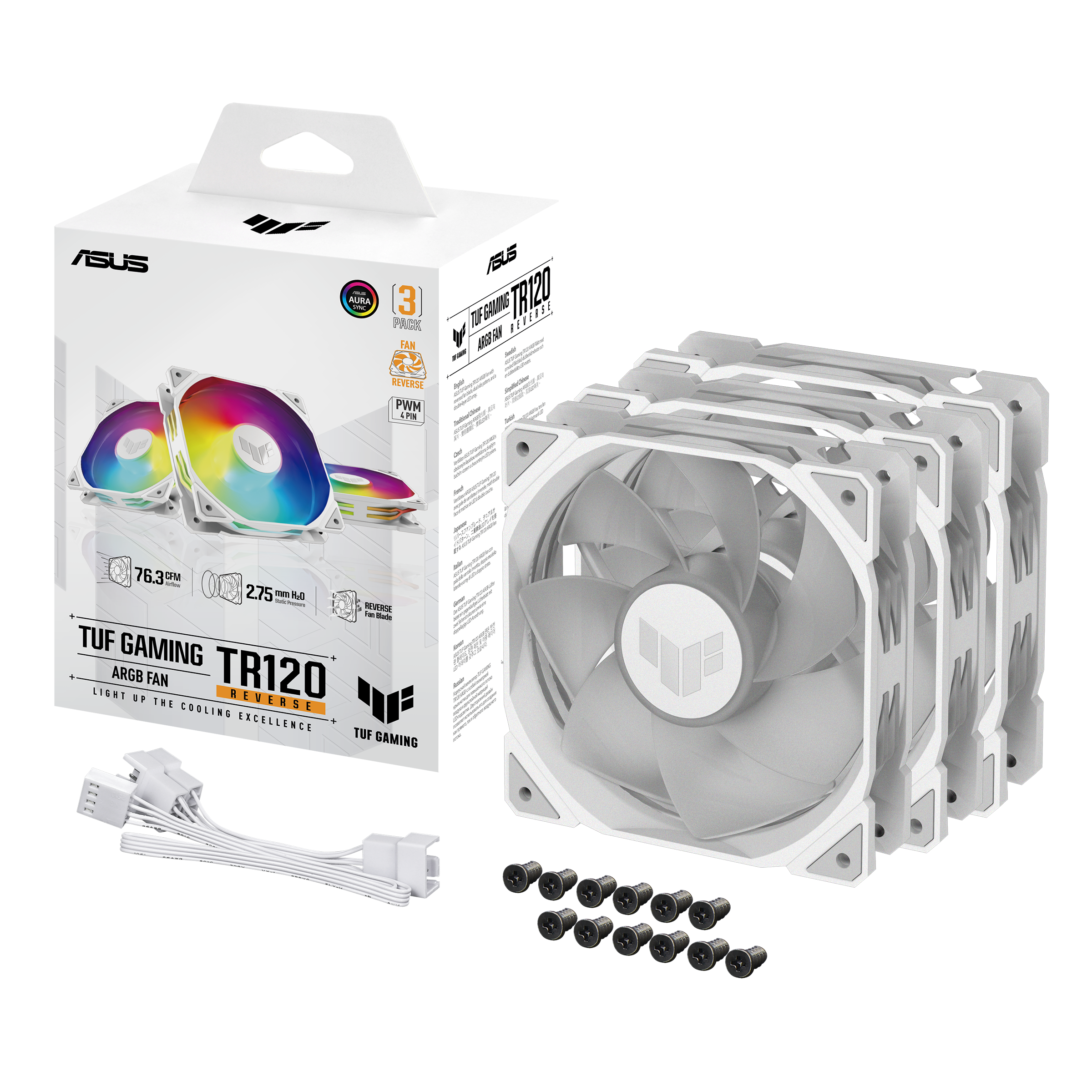 Вентилатори ASUS TUF GAMING TR120 ARGB Reverse WHITE EDITION 3pack