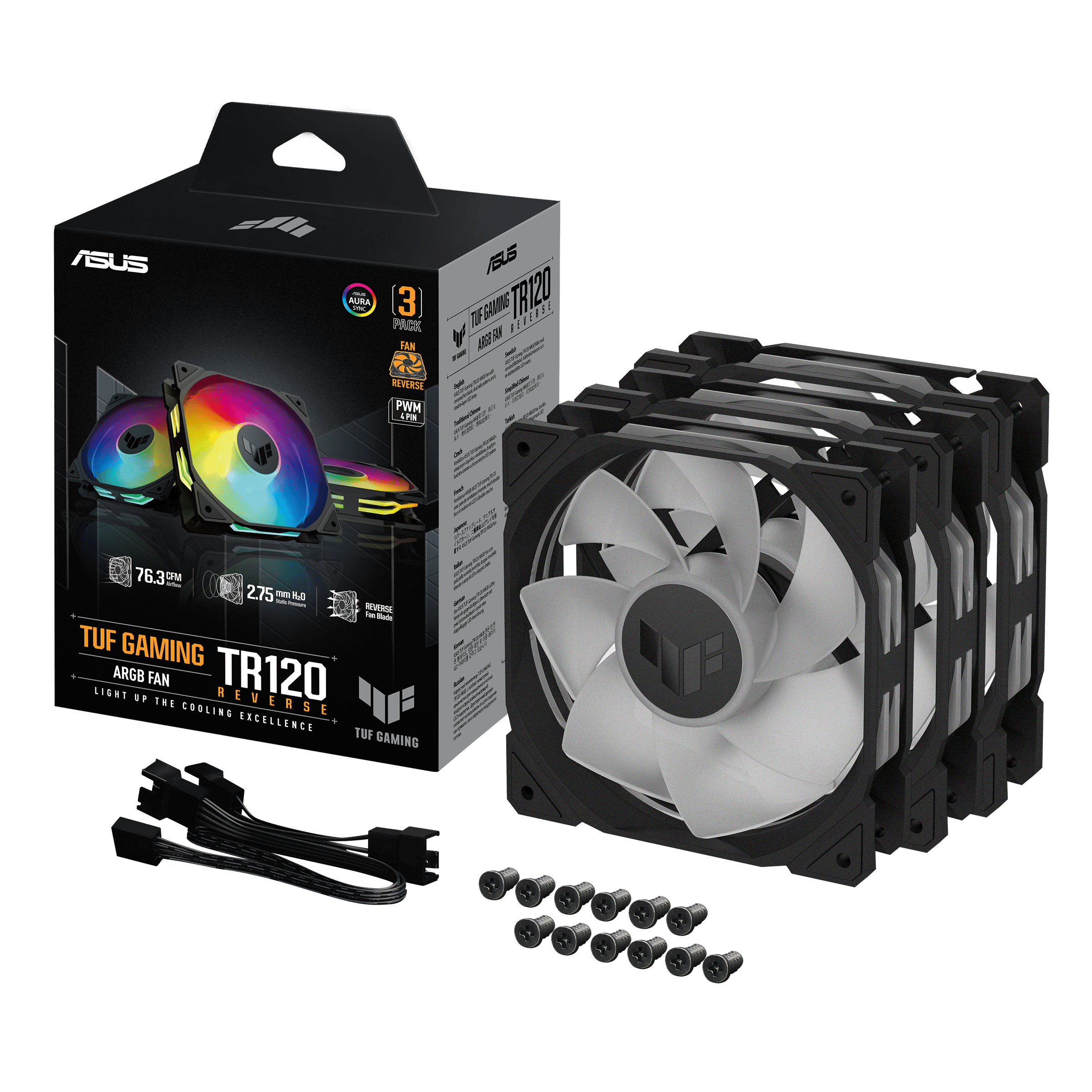 Вентилатори ASUS TUF GAMING TR120 ARGB Reverse Black 3pack