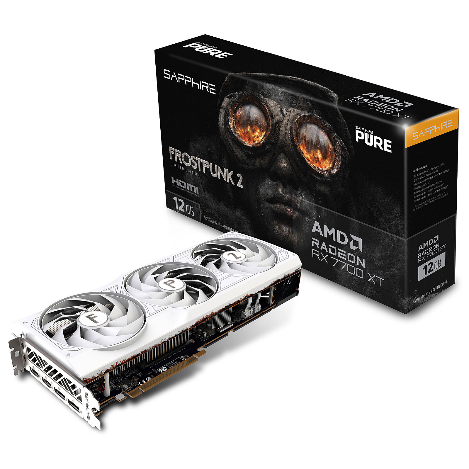 Видео карта Sapphire PURE AMD Radeon RX 7700 XT 12GB Frostpunk 2 Edition - 11335-08-50G