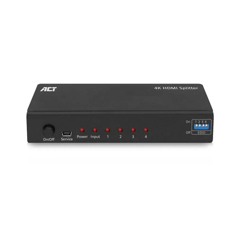 HDMI Сплитер ACT AC7831, 1 вход 4 изхода., 4K, Черен, Разопакован