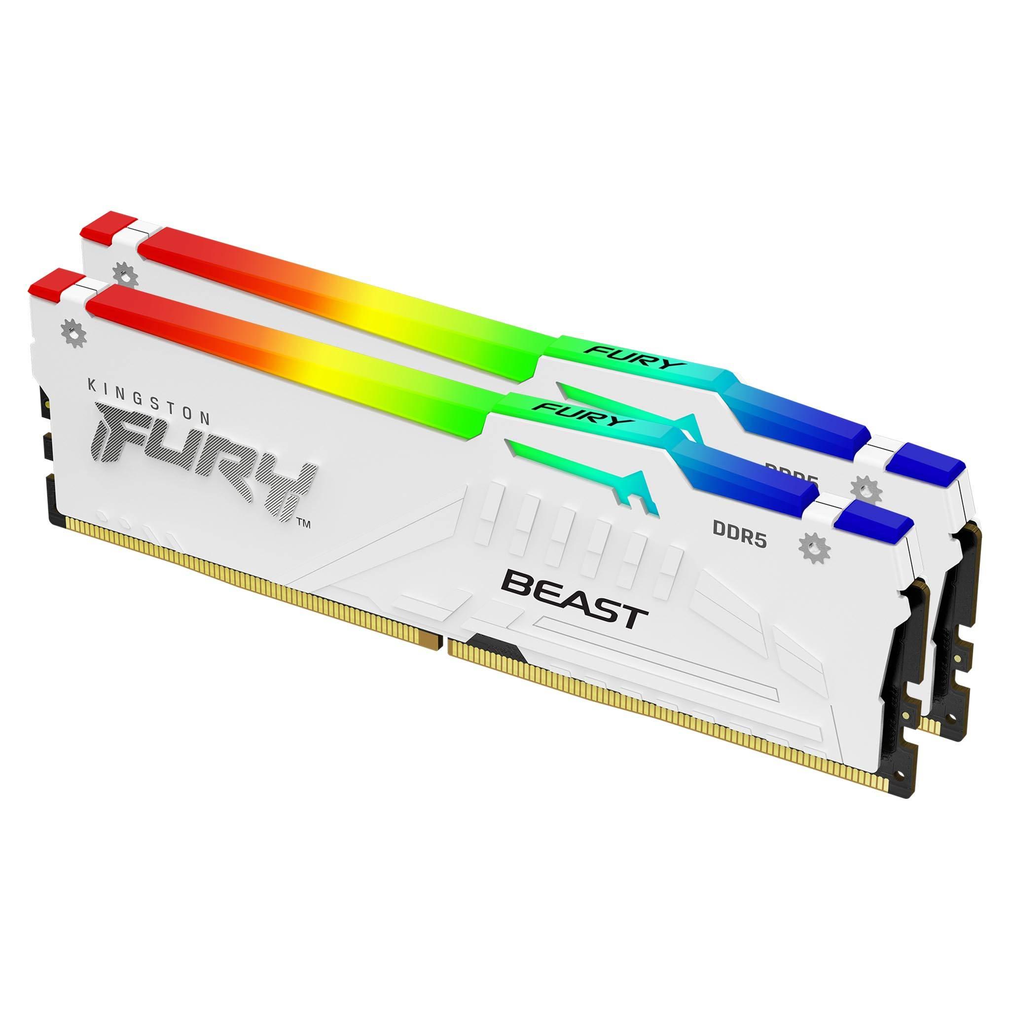 Памет Kingston FURY Beast White RGB 32GB (2x16GB) DDR5 6000MHz CL40 - 560C36BWE2AK2-32