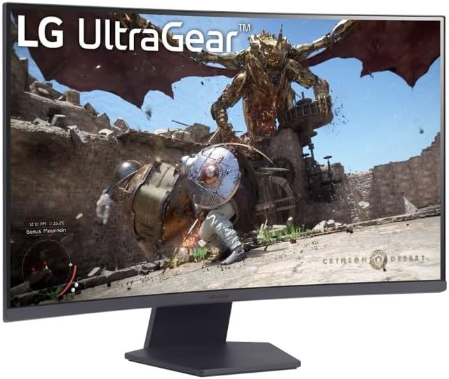 Монитор LG UltraGear 32GS60QC-B, 32" Curved 1000R, VA, QHD 2560x1440, 180Hz, 1ms, HDR10, AMD FreeSync