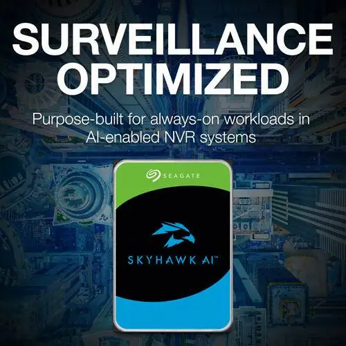 Твърд диск Seagate SkyHawk AI 24TB 3.5" 7200rpm 512MB SATA3 6Gb/s - ST24000VE002
