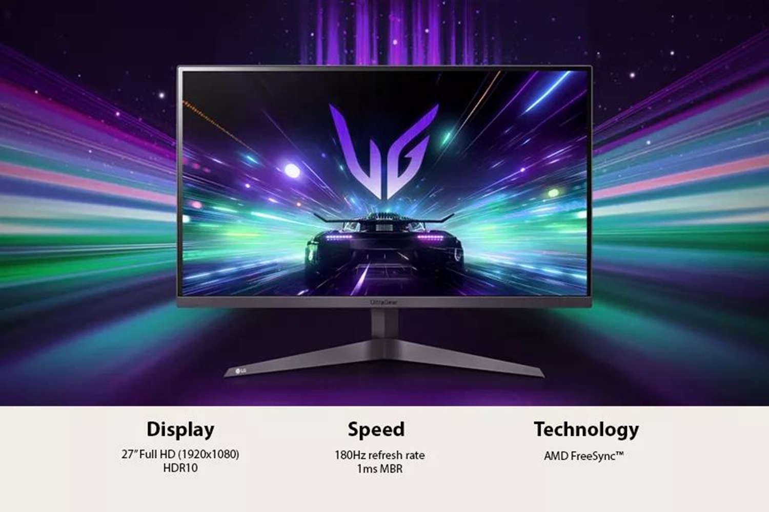 Монитор LG UltraGear 27GS50F-B, 27", VA, FHD 1920x1080, 180Hz, 5ms, HDR10, AMD FreeSync