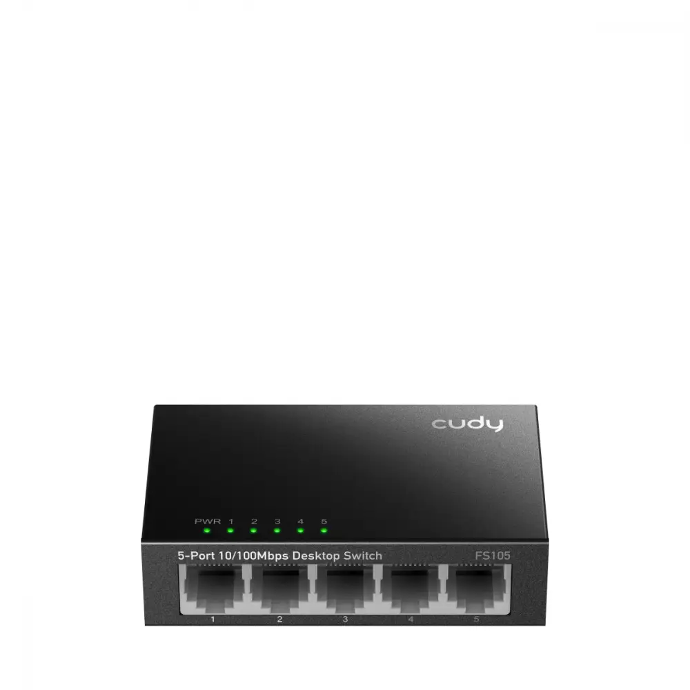 Коммутатор Cudy FS105, 5-портовый 10/100 Mbps RJ 45, Металлический корпус, Черный