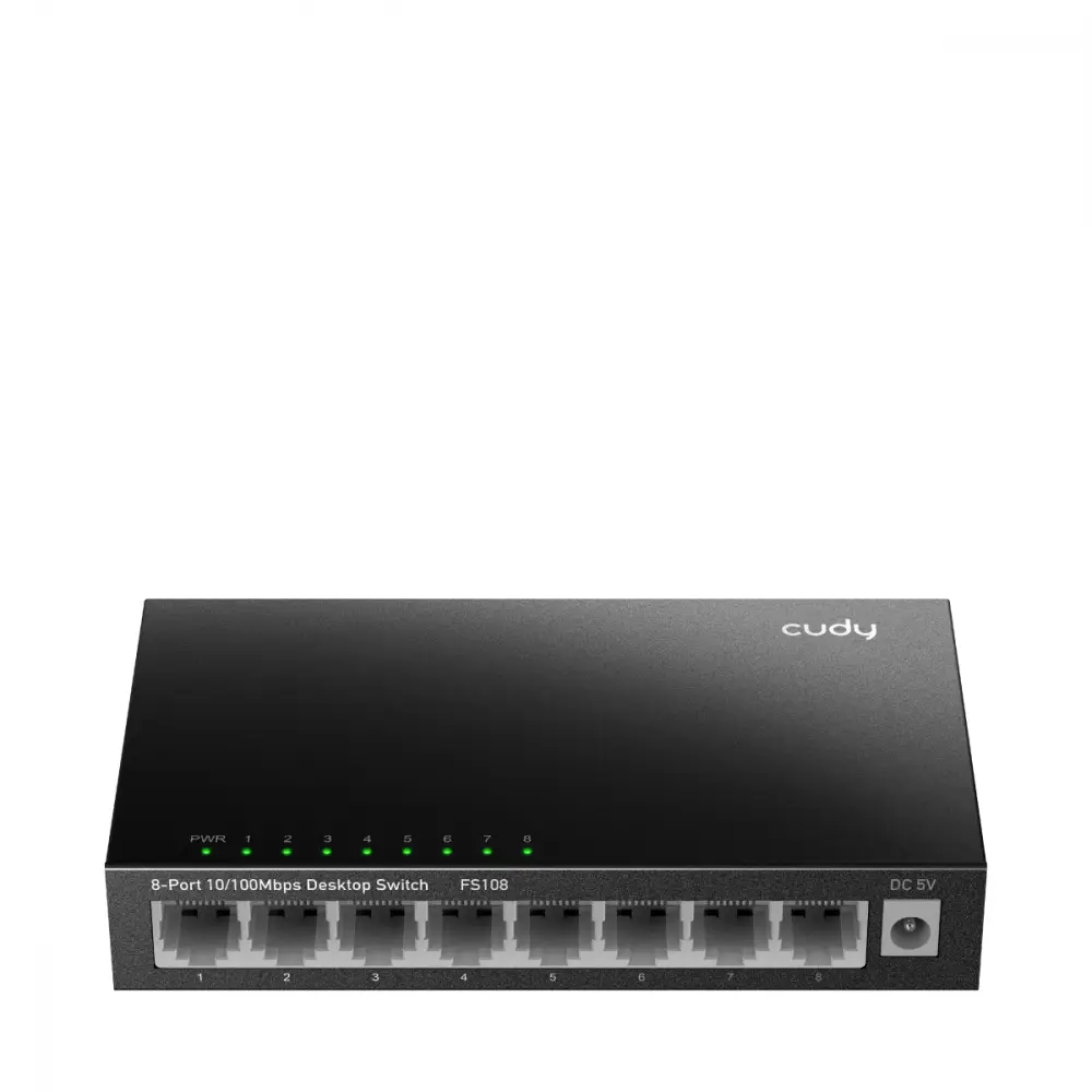 Switch Cudy FS108, 8 ports 10/100 Mbps RJ 45, Boîtier métallique, Noir
