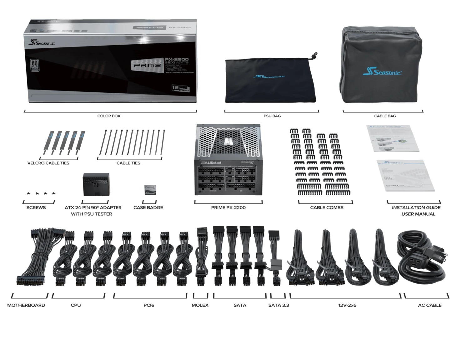 Захранване Seasonic PRIME PX-2200 PSU ATX 3.1 2200W Platinum PCIe Gen 5