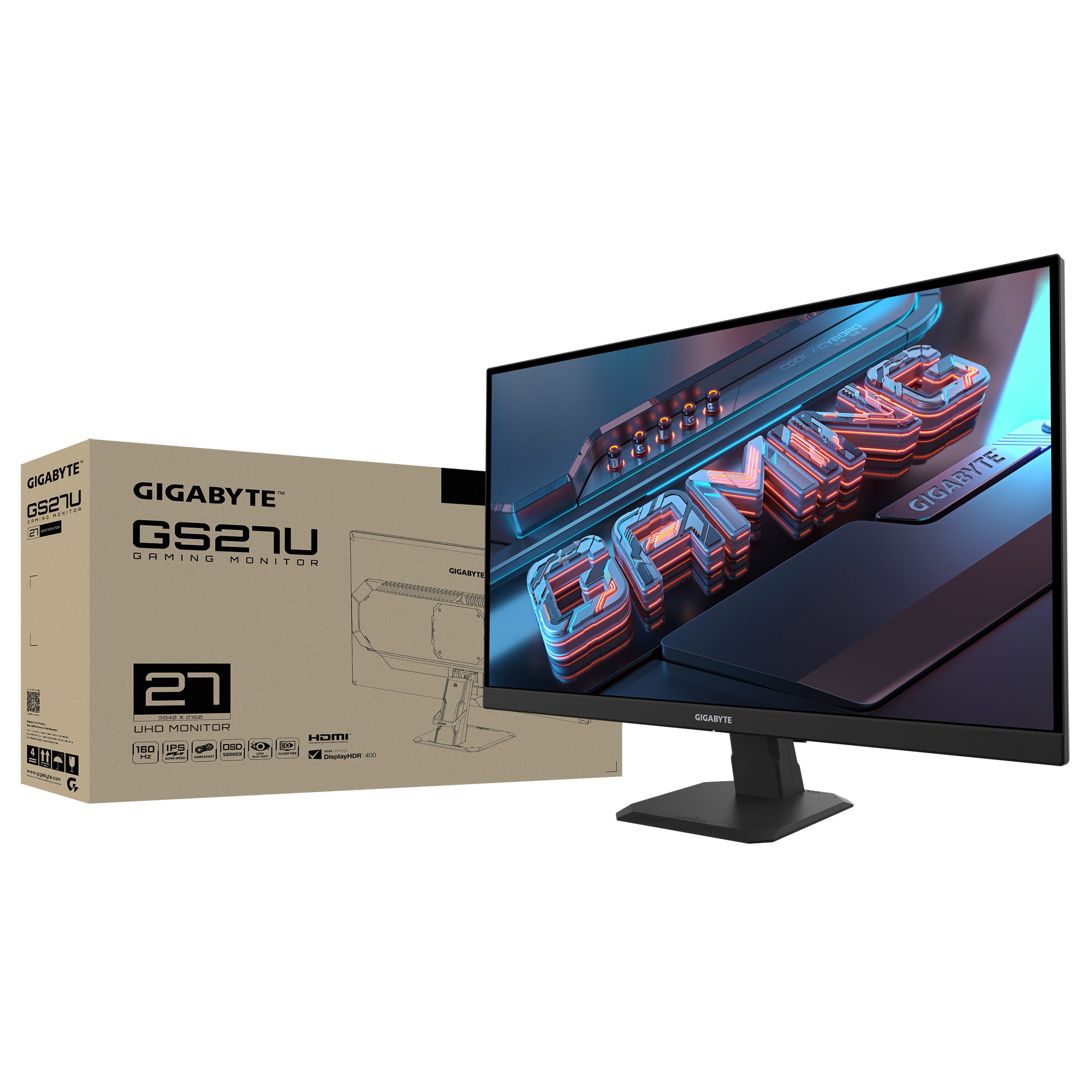 Монитор Gigabyte GS27U 27" IPS, 4K UHD 3840x2160, 160Hz, 1 ms, HDR400, HDMI 2.1, AMD FreeSync Premium