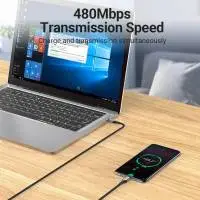 Vention Кабел USB 2.0 Type-C to Type-C - 2.0M Black 5A Fast Charge - TAEHH