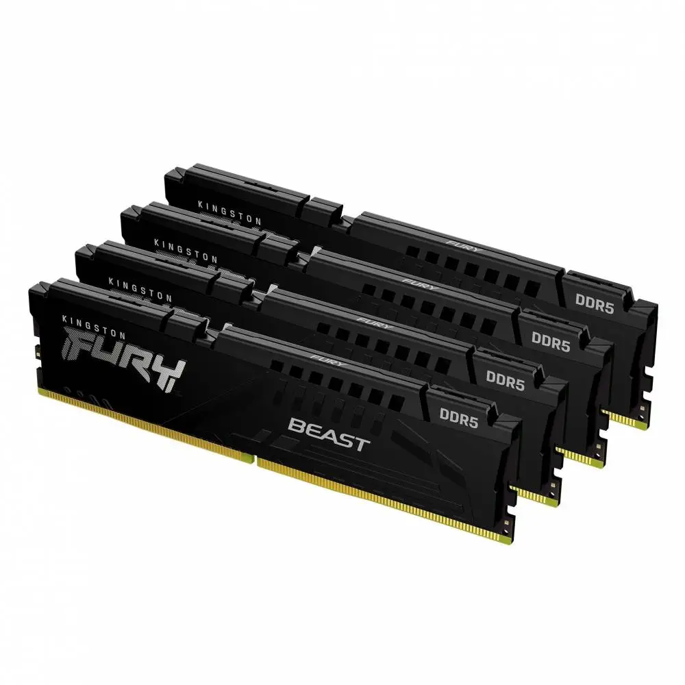 Памет Kingston FURY Beast Black 128GB (4x32GB) DDR5 5200MHz CL40 - KF552C40BBK4-128