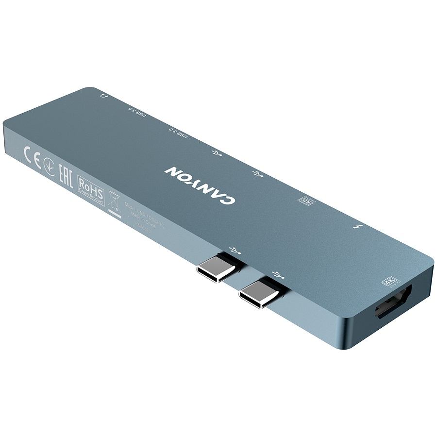 USB хъб CANYON hub DS-8 8in1 Thunderbolt 4k Space Grey