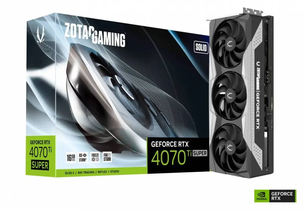 Видео карта ZOTAC GAMING GeForce RTX 4070 Ti SUPER SOLID 16GB GDDR6X - ZT-D40730R-10P