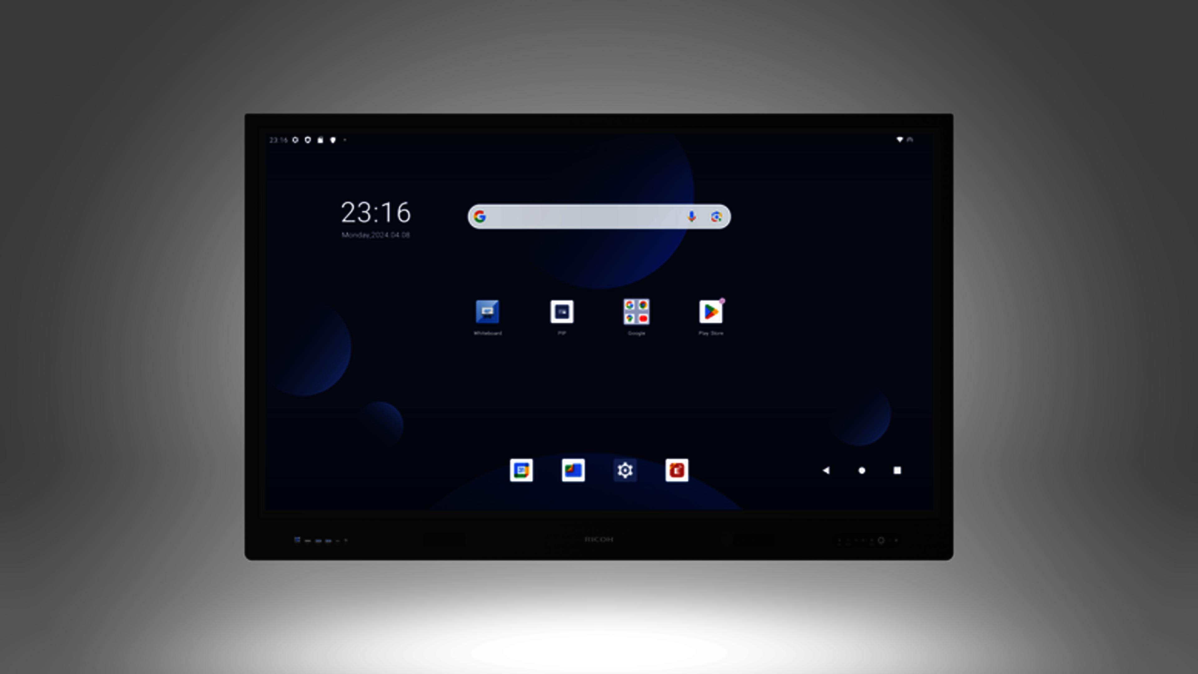 Écran interactif RICOH A6510, 65", 3840 x 2160, HDMI, DP, RS232, USB, Multi-touch, Noir