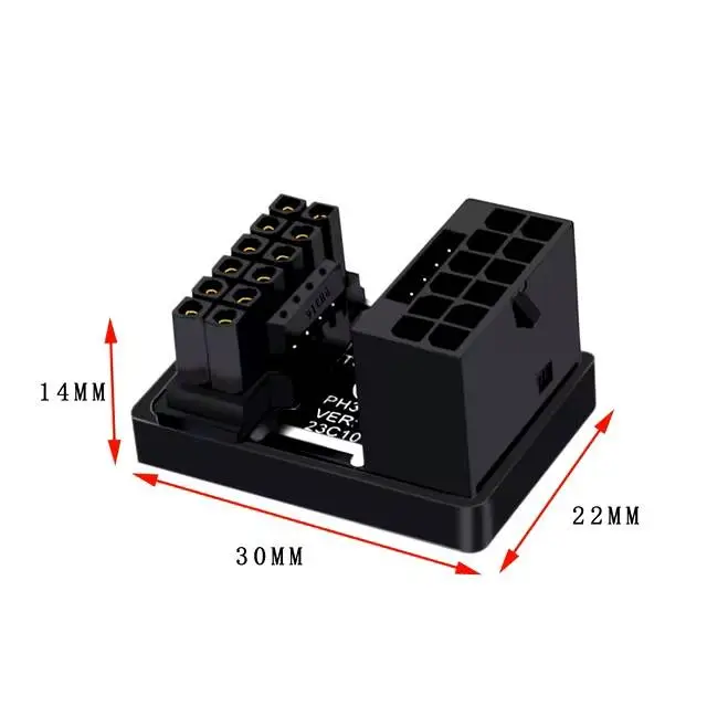 Адаптер Graphics Card PCIe 5.0, ATX3.0, 12VHPWR 600W Power Supply, Cable Adapter 12+4Pin Male To Female 180 Degree Turn Connectors - B - Black 
