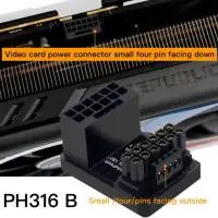 Адаптер Graphics Card PCIe 5.0, ATX3.0, 12VHPWR 600W Power Supply, Cable Adapter 12+4Pin Male To Female 180 Degree Turn Connectors - B - Black 
