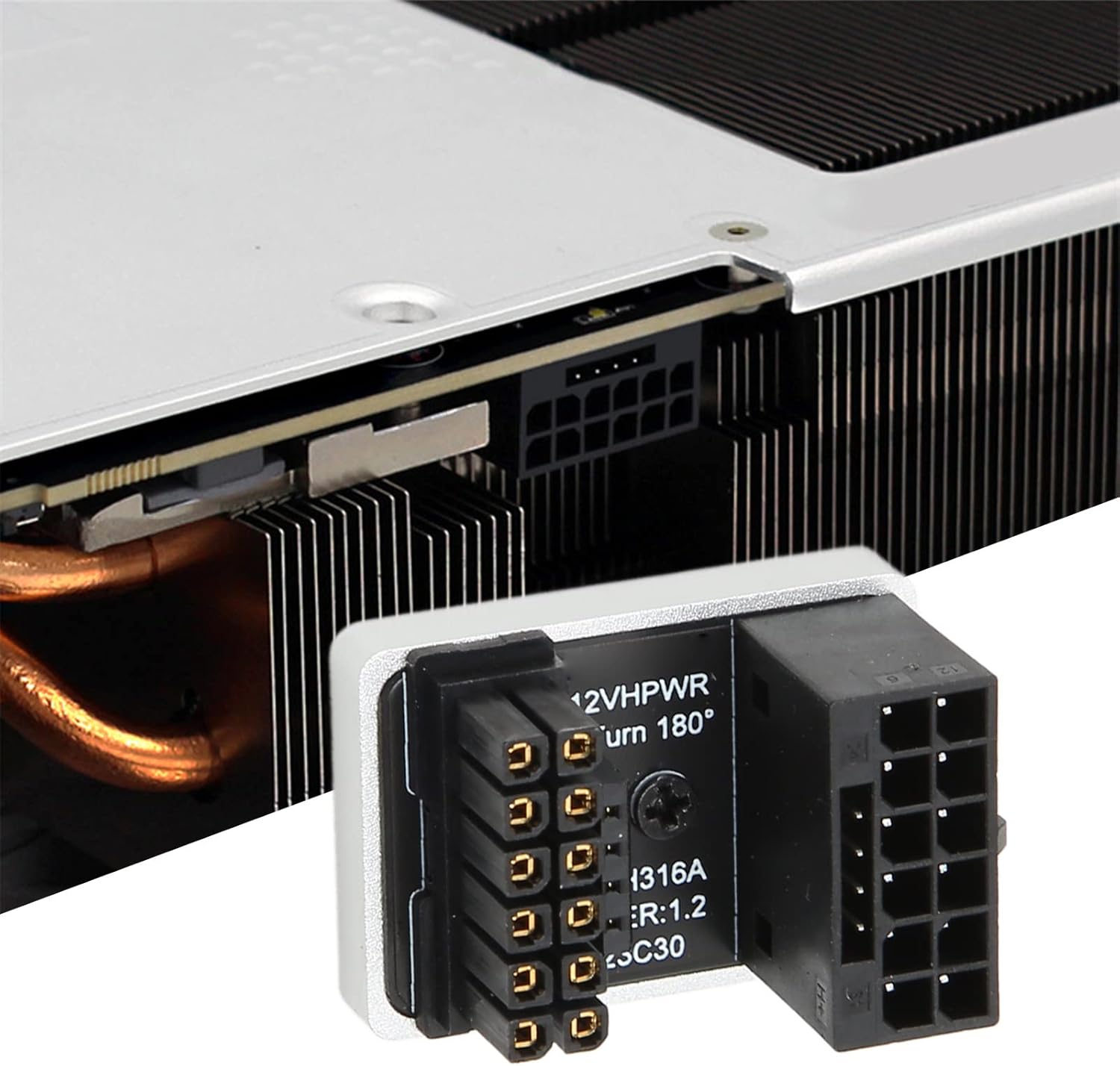 Адаптер Graphics Card PCIe 5.0, ATX3.0, 12VHPWR 600W Power Supply, Cable Adapter 12+4Pin Male To Female 180 Degree Turn Connectors - B - White