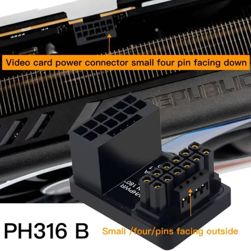 Адаптер Graphics Card PCIe 5.0, ATX3.0, 12VHPWR 600W Power Supply, Cable Adapter 12+4Pin Male To Female 180 Degree Turn Connectors - B - White