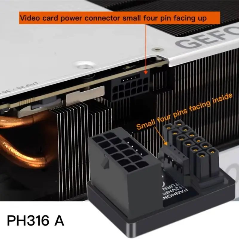 Адаптер Graphics Card PCIe 5.0, ATX3.0, 12VHPWR 600W Power Supply, Cable Adapter 12+4Pin Male To Female 180 Degree Turn Connectors - А - White