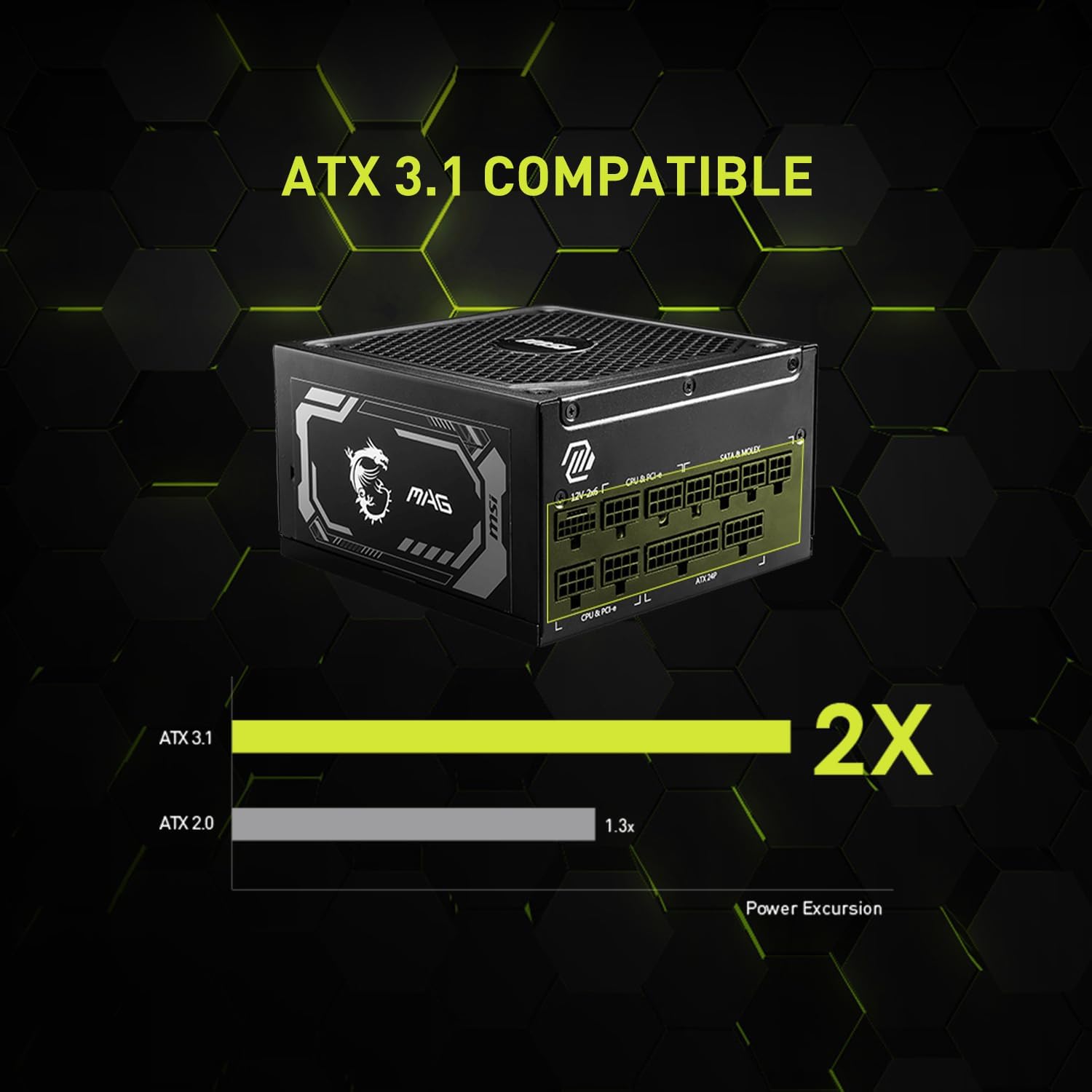 Alimentation MSI MAG A1000GL PCIE5 1000W 80 Plus Gold ATX 3.1, PCIe 5.1 PSU