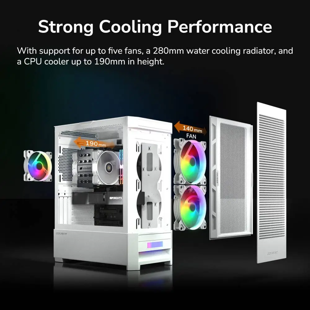 Кутия Cougar DUOFACE RGB Mid-Tower Case White