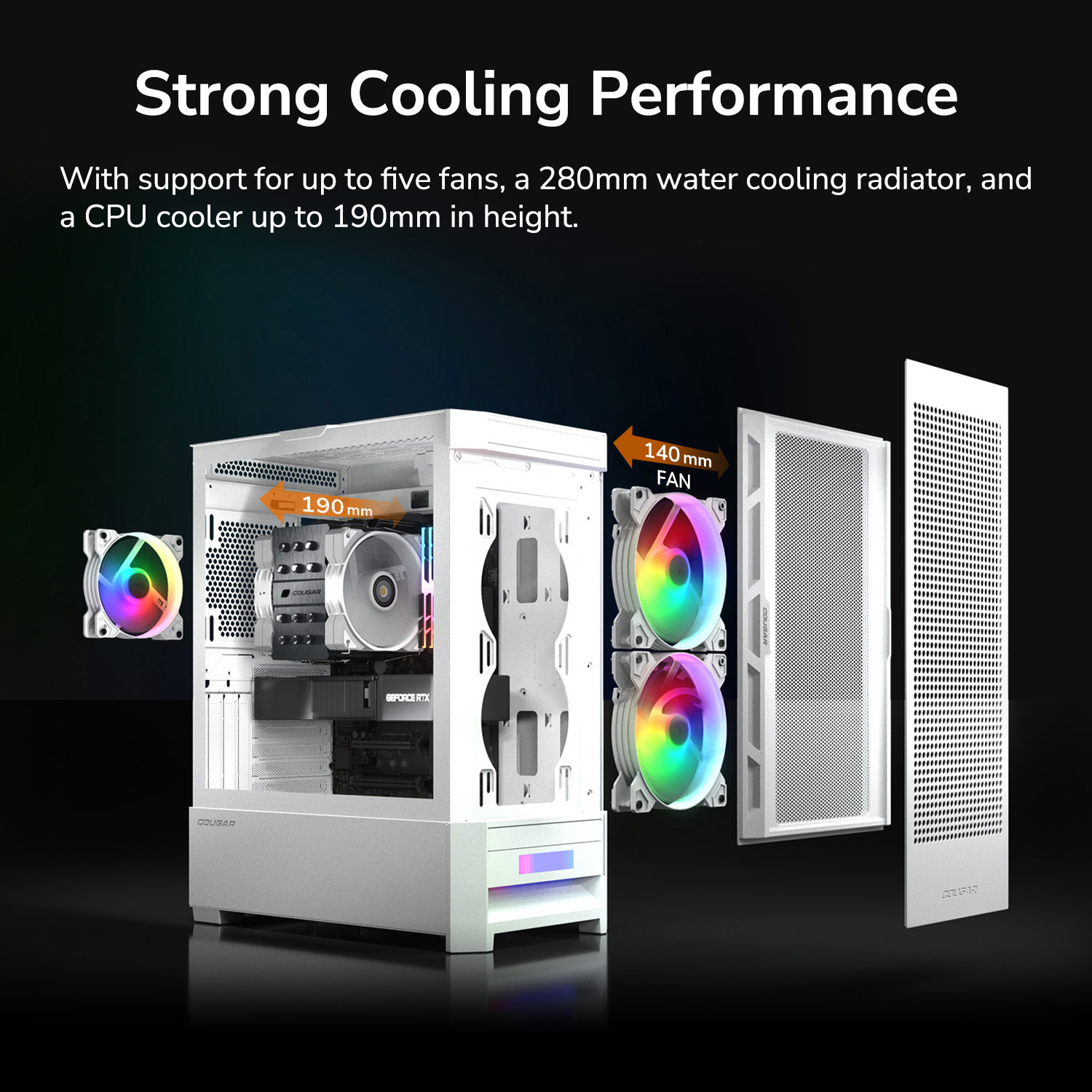 Кутия Cougar DUOFACE RGB Mid-Tower Case White 