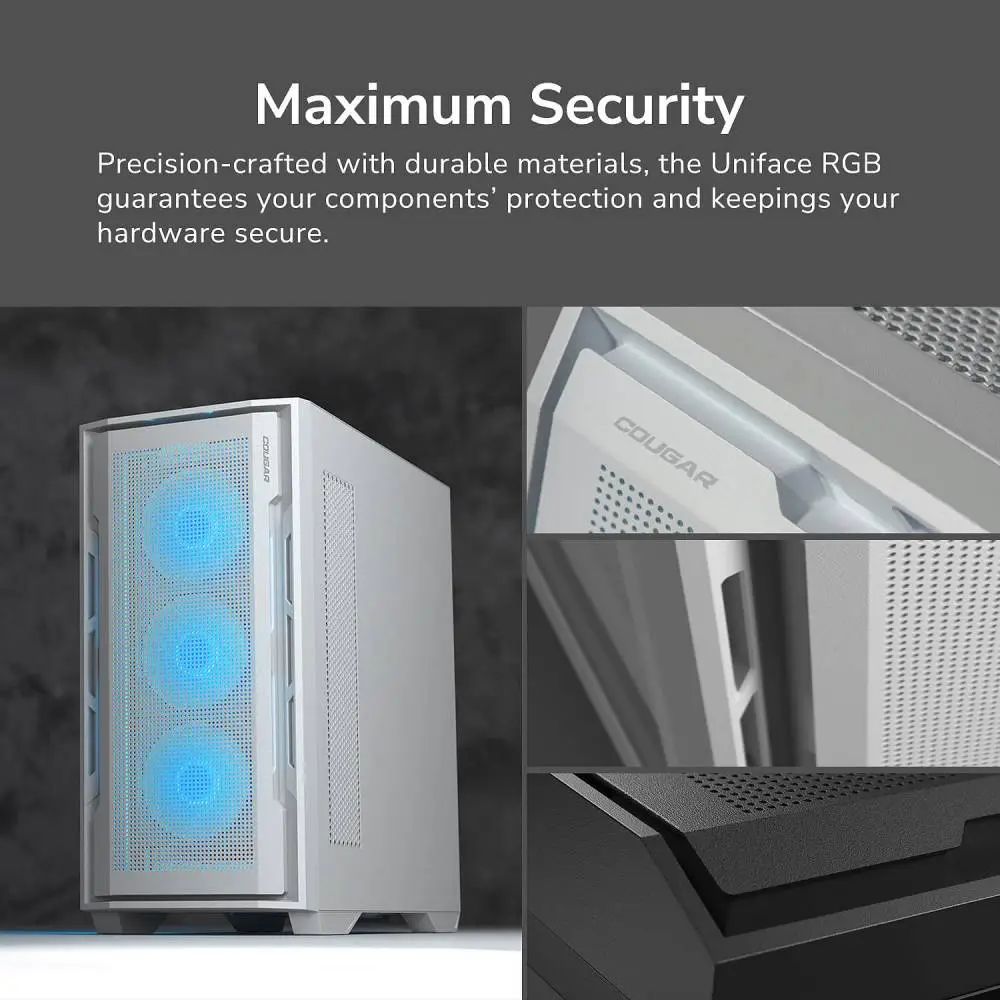 Кутия Cougar UNIFACE RGB Mid-Tower Case White - CGR-5C78W-RGB
