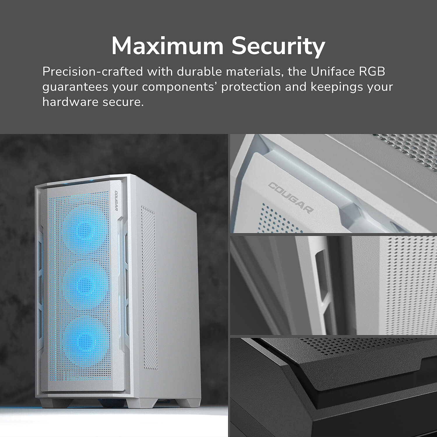Кутия Cougar UNIFACE RGB Mid-Tower Case White - CGR-5C78W-RGB