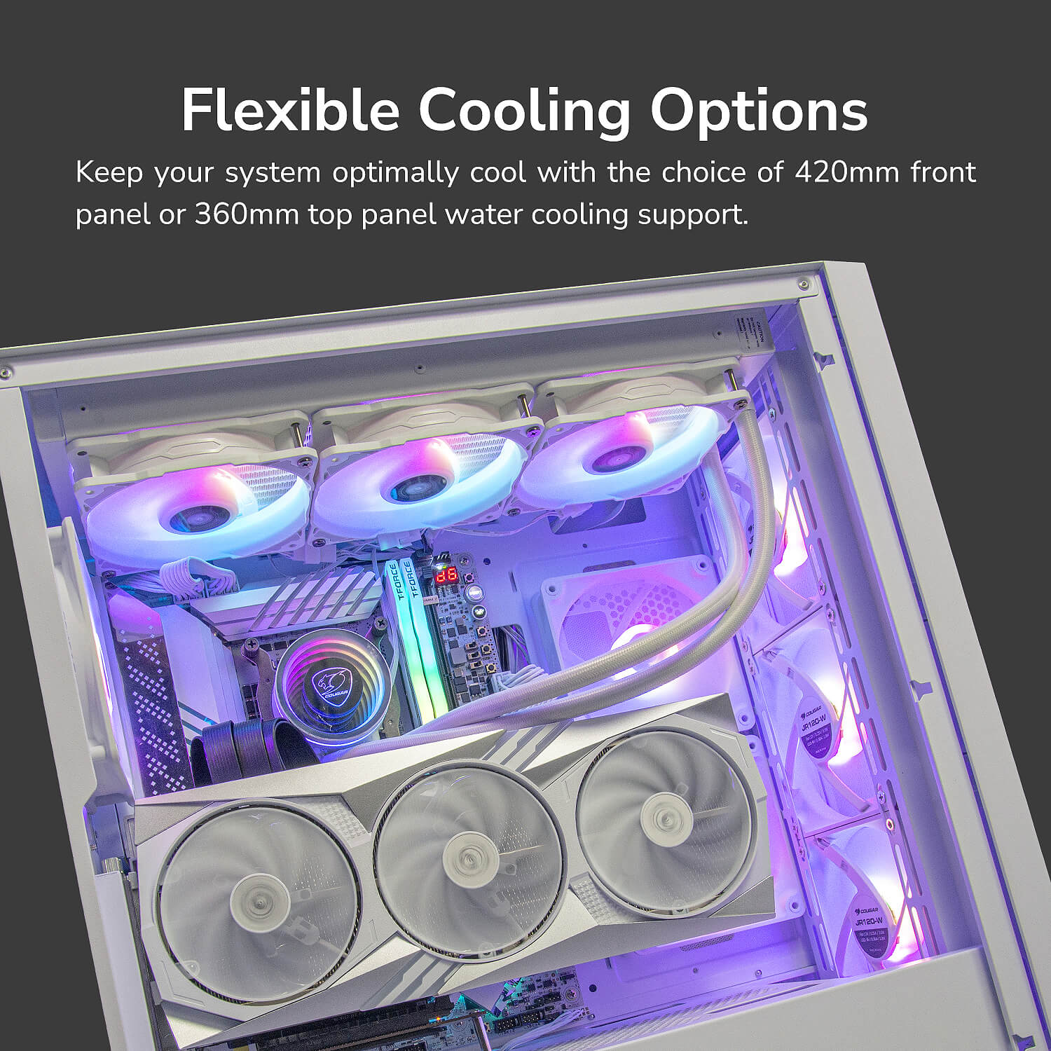 Кутия Cougar UNIFACE RGB Mid-Tower Case White - CGR-5C78W-RGB