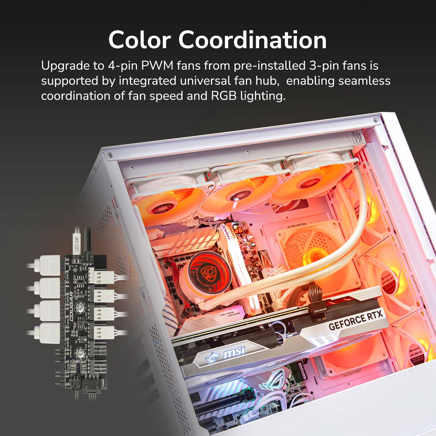Кутия Cougar UNIFACE RGB Mid-Tower Case White - CGR-5C78W-RGB